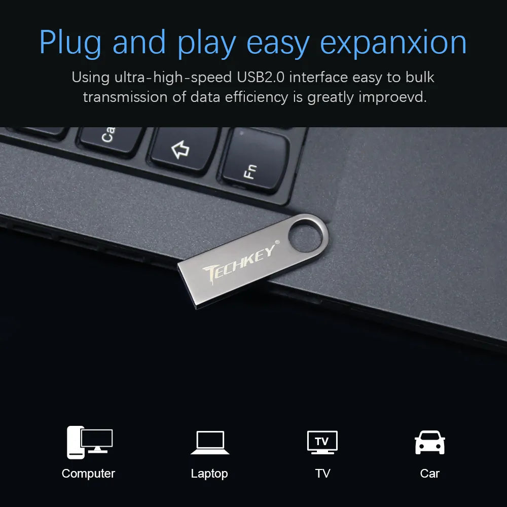 new TECHKEY usb flash drive 64GB 32GB 16GB 8GB 4GB pen drive pendrive флешка waterproof silver u disk memoria cel usb stick gift