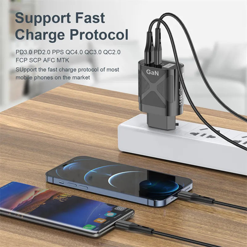 Lovebay 65W GaN Fast Charge Adapter For MacBook Pro Laptop Type C PD Quick Charger For iPhone 13 14 iPad Huawei Xiaomi Samsung